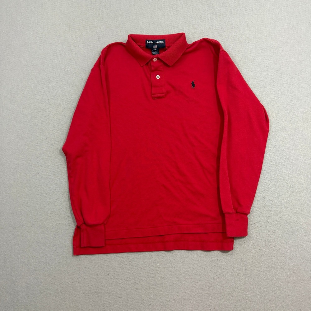 Vintage Ralph Lauren Polo Shirt Medium Polo Sport Long Sleeve Pique Cotton Rugby